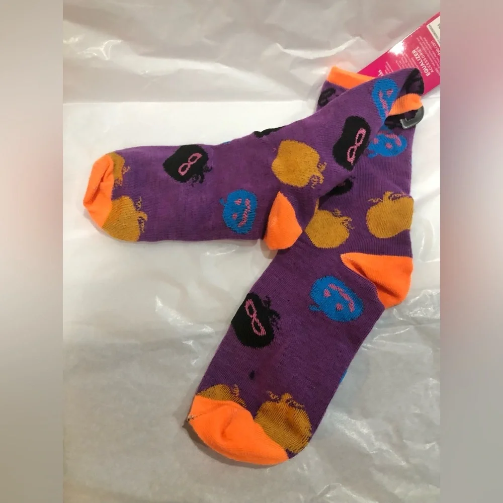 Barbie jack o lantern print  black halloween socks size 9-2.5 new‎